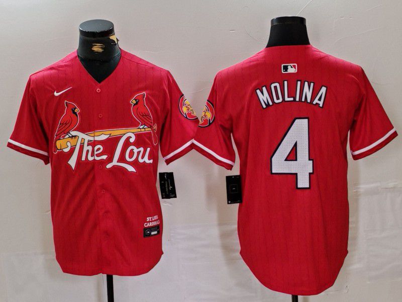 Men St.Louis Cardinals 4 Molina Red City Edition 2024 Nike MLB Jersey style 1